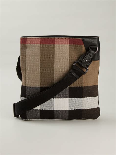 burberry leather check messenger|Check Messenger Bag in Black .